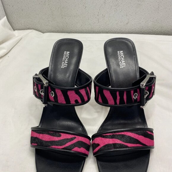 NEW MICHAEL KORS Women's Colby Heeled Sandals – Black/Pink, Size 9.5 - Picture 4 of 6